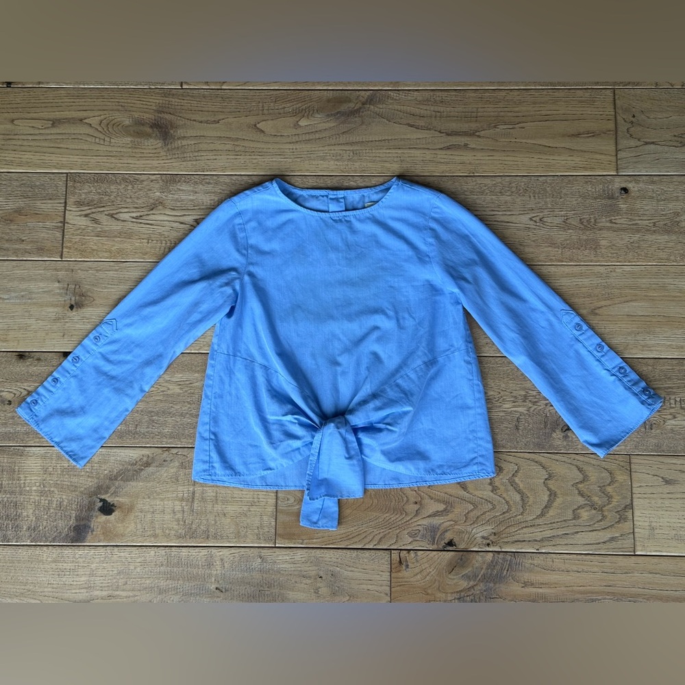 Zara Girls Casual Collection Blue Long Sleeve Tie Knot Top size 7